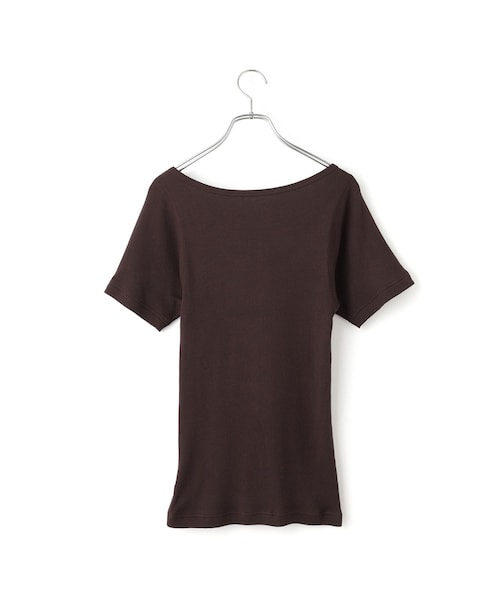 ADAM ET ROPE'(アダムエロペ)の「ハーフスリーブリブTシャツ(Tシャツ/カットソー・レディース・ブラック/ダークブラウン/ベージュ・F)」の12枚目の写真