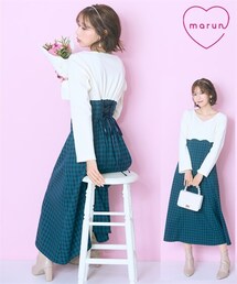 marun | ＜大きいサイズ＞ドッキングチェックワンピース marun(ワンピース)