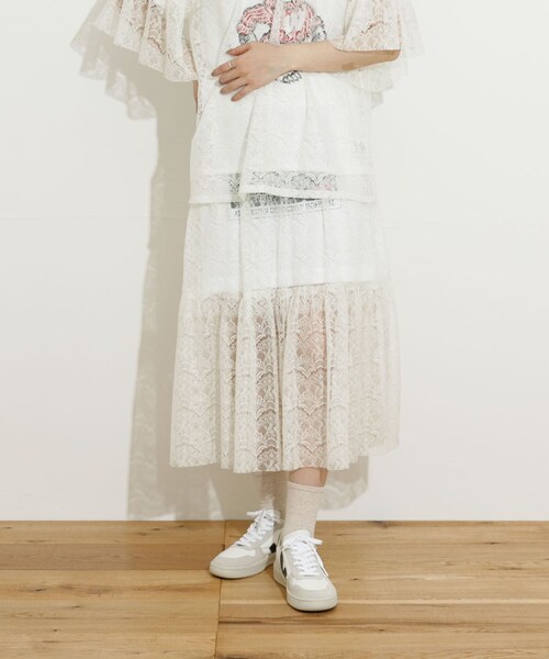 THE GOODLAND MARKET(ザグッドランドマーケット)の「SREU Layered Lace Skirt(スカート・レディース・WHITE1/WHITE2/BLACK1/BLACK2・M)」の5枚目の写真