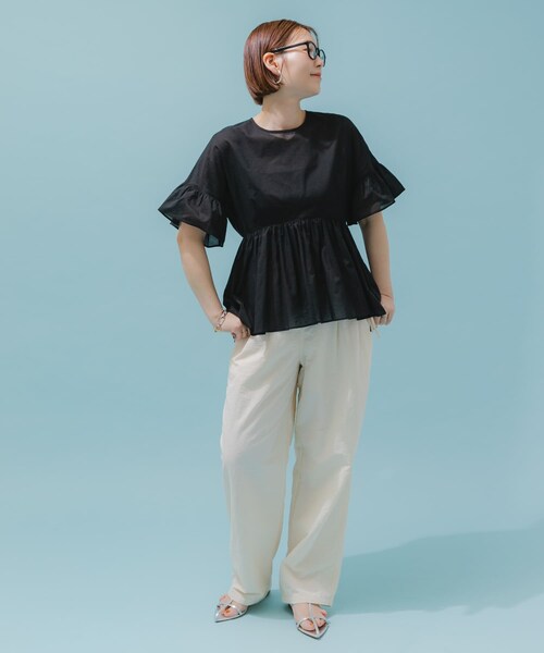 URBAN RESEARCH ROSSO（アーバンリサーチロッソ）の「F by ROSSO　コットンボイル切替ギャザーブラウス（シャツ/ブラウス・レディース・LAVENDER/MINT/L/BROWN/BLACK・FREE）」の8枚目の写真