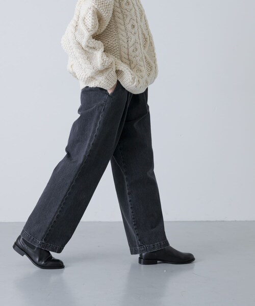 かぐれ（カグレ）の「フェードデニムイージーパンツ（デニムパンツ・レディース・L/INDIGO/BLACK・FREE）」の9枚目の写真