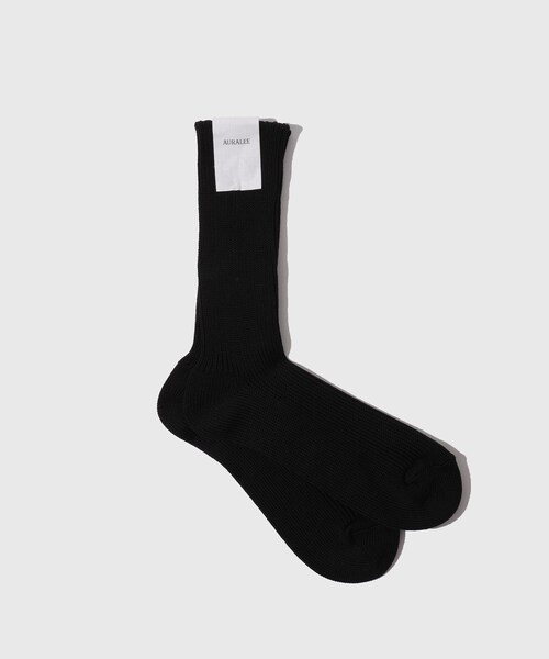 ADAM ET ROPE'(アダムエロペ)の「【AURALEE/オーラリー】COTTON LOW GAUGE SOCKS(ソックス/靴下・メンズ・ブラック/ホワイト/キナリ・F)」の3枚目の写真
