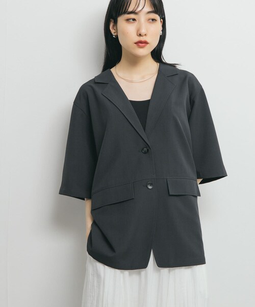 KBF（ケイビーエフ）の「ハーフスリーブルーズジャケット（テーラードジャケット・レディース・CHARCOAL/MOCHA・one）」の5枚目の写真