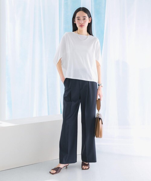 URBAN RESEARCH ROSSO（アーバンリサーチロッソ）の「『一部WEB限定カラー』汗染防止5分袖ドルマンプルオーバー（Tシャツ/カットソー・レディース・D/NAVY/OFF WHITE/L/GREIGE/BLUE/BROWN/BORDEAUX・FREE）」の11枚目の写真