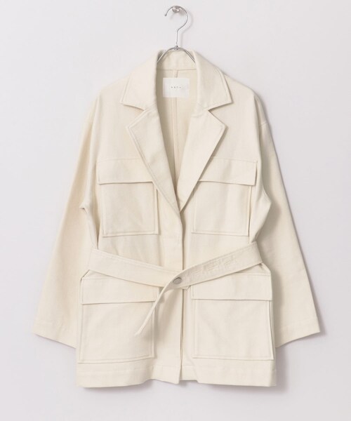 KBF（ケイビーエフ）の「KBF+　ミリタリーテーラードジャケット（ミリタリージャケット・レディース・KHAKI/OFF・one）」の6枚目の写真