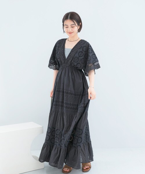 URBAN RESEARCH ROSSO（アーバンリサーチロッソ）の「インドコットンエンブロイダリーワンピース（ワンピース・レディース・BLACK・Free）」の5枚目の写真