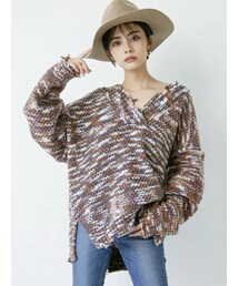 GYDA | スペースダイヤーンVネックBIGニットTOPS(ニット/セーター)