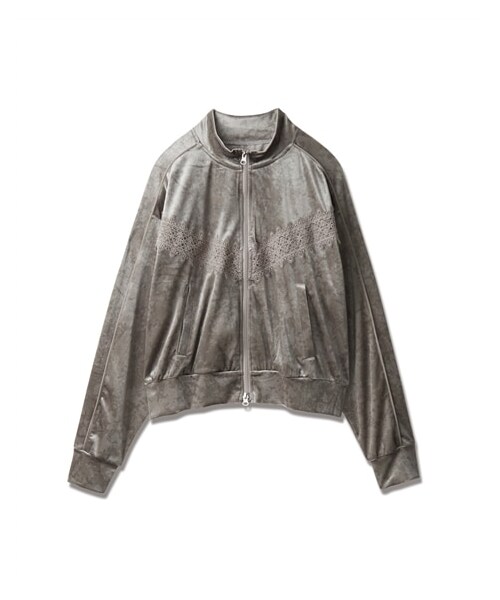 nissen（ニッセン）の「【TTOL】レース切り替えトラックジャケット（ジャケット/アウター・レディース・グレー/黒・1(M~LL)）」の3枚目の写真