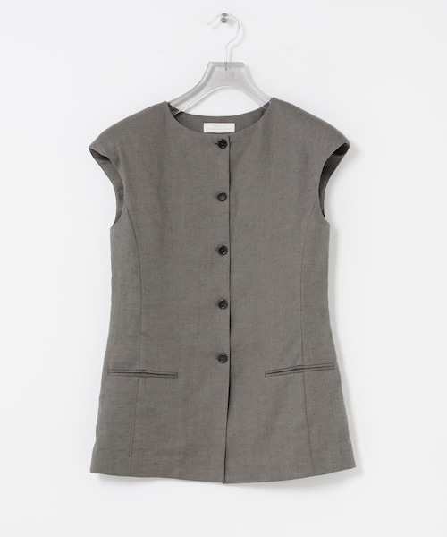 URBAN RESEARCH(アーバンリサーチ)の「AMOMENTO LINEN CURVED VEST(ベスト・レディース・KH BROWN/KHAKI・0)」の2枚目の写真