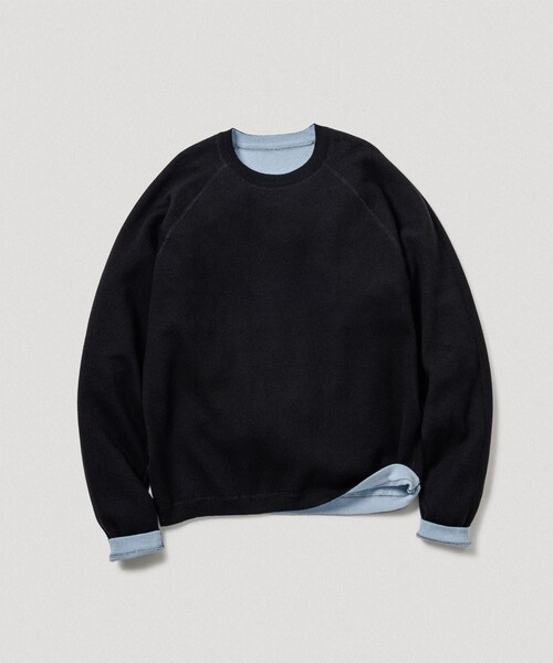 ADAM ET ROPE'(アダムエロペ)の「《リバーシブル》カシミヤブレンド ニットプルオーバー(ニット/セーター・メンズ・ブラック/ライトグレー/ダークブラウン/ネイビー/ブルー系・L/M)」の1枚目の写真