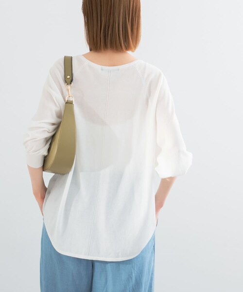 URBAN RESEARCH ROSSO（アーバンリサーチロッソ）の「ウォッシャブルシルク混ドルマンニット（ニット/セーター・レディース・ORANGE/OFF WHITE/L.MINT・FREE）」の6枚目の写真