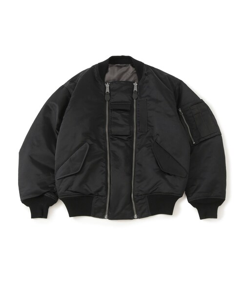 ADAM ET ROPE'（アダムエロペ）の「【BAL/バル】SPIEWAK DOUBLE ZIP BOMBER JACKET（MA-1・メンズ・ブラック/カーキ・2/3）」の2枚目の写真