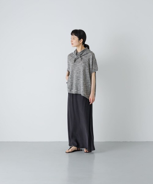 かぐれ（カグレ）の「リネンコットンスカーフニット（ニット/セーター・レディース・BLK MIX/YEL MIX・Free）」の9枚目の写真