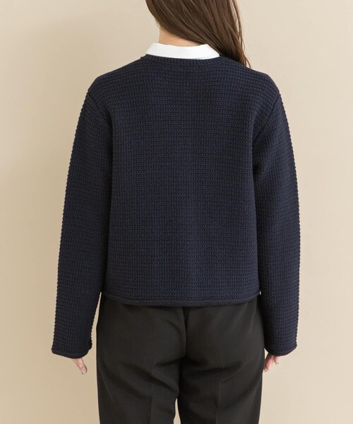 URBAN RESEARCH ROSSO（アーバンリサーチロッソ）の「『WEB/一部店舗限定』ツイードノーカラーニットジャケット（ノーカラージャケット・レディース・OFF/NAVY・Free）」の14枚目の写真