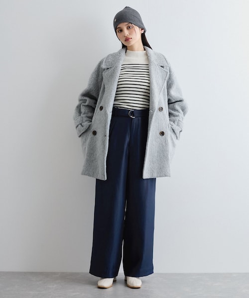 VIS（ビス）の「【洗える】シャイニーワンタックワイドパンツ（その他パンツ・レディース・ダークブラウン/ネイビー・M/S/SS）」の12枚目の写真