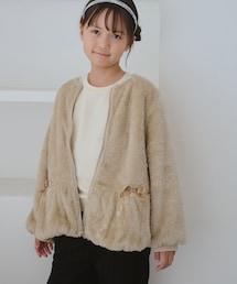 ROPE' PICNIC（ロペピクニック）の「【KIDS/キッズ】ベロアリボンボアペプラムカーディガン（カーディガン/ボレロ・キッズ）」