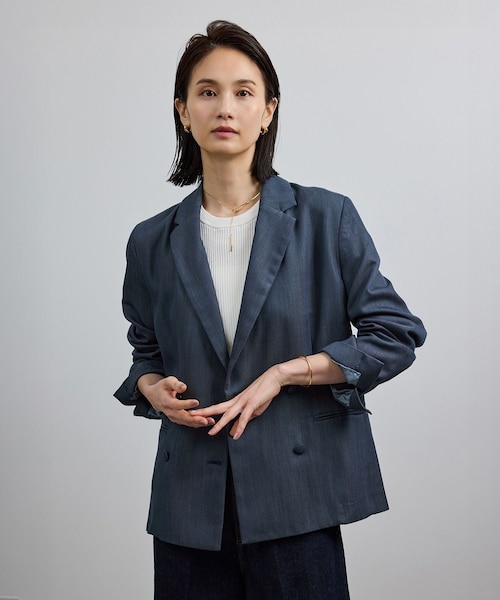 ROPE'（ロペ）の「バックサテンダブルブレストジャケット（テーラードジャケット・レディース・ベージュ/ネイビー/ネイビー系/ブラック・36/38）」の19枚目の写真