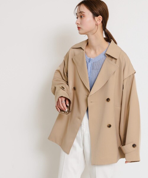 SENSE OF PLACE by URBAN RESEARCH（センスオブプレイスバイアーバンリサーチ）の「2WAYショートトレンチコート（ステンカラーコート・レディース・IVORY/BEIGE・one）」の17枚目の写真