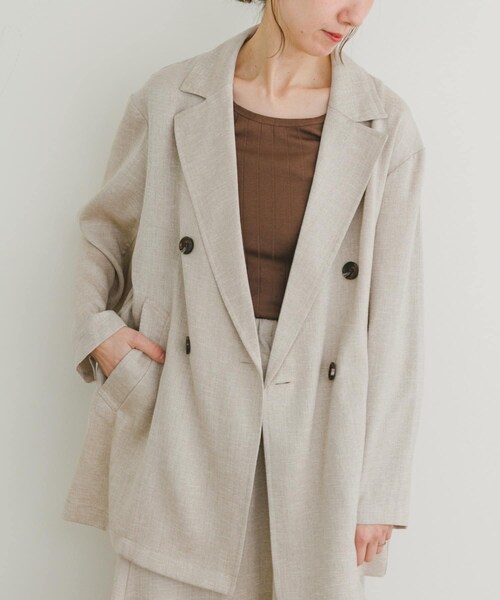 ITEMS URBANRESEARCH（アイテムズ アーバンリサーチ）の「リネンライクジャケット（テーラードジャケット・レディース・L.BEG/BRN・FREE）」の3枚目の写真