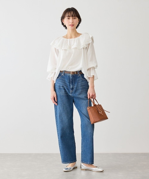ROPE' PICNIC(ロペピクニック)の「お着軽シャツシリーズ レース使い2WAYオフショルシアーブラウス/接触冷感・通気性(シャツ/ブラウス・レディース・ブラック/ホワイト/ブルー系/イエロー・F)」の15枚目の写真