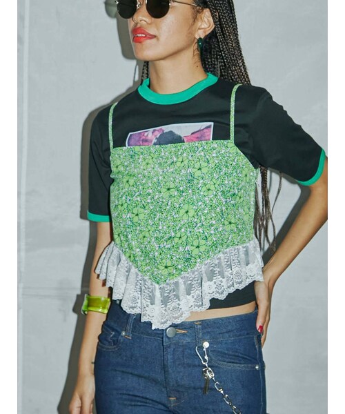 PAMEO POSE（パメオポーズ）の「Flower Queen Cami（その他トップス・レディース・オレンジ/グリーン・F）」の14枚目の写真