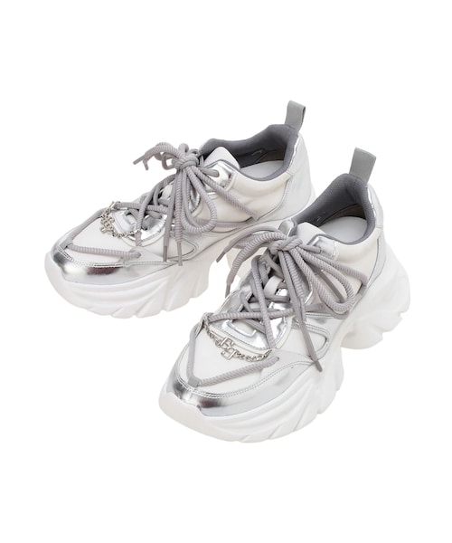 GYDA(ジェイダ)の「GG chain twist cord laceインソールスニーカー(スニーカー・レディース・オフホワイト/ブラック・S/M/L)」の2枚目の写真