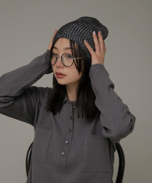 URBAN RESEARCH Sonny Label（アーバンリサーチサニーレーベル）の「ラメニットワッチ（ニットキャップ/ビーニー・レディース・Lグレー/グレー/ネイビー・one）」の11枚目の写真