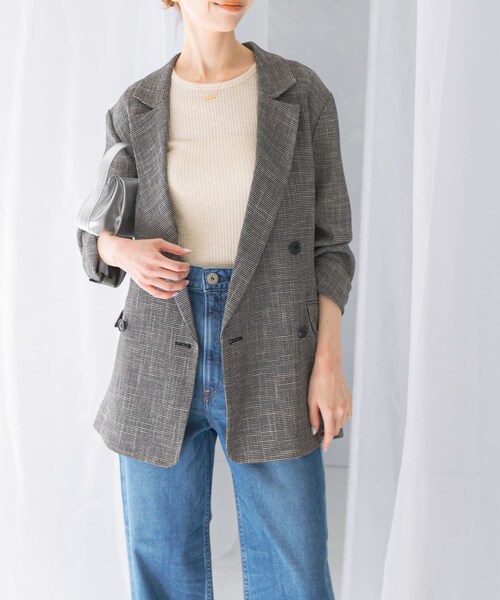 URBAN RESEARCH ROSSO（アーバンリサーチロッソ）の「カラミダブルジャケット（テーラードジャケット・レディース・black×off/beige×off・36/38）」の15枚目の写真