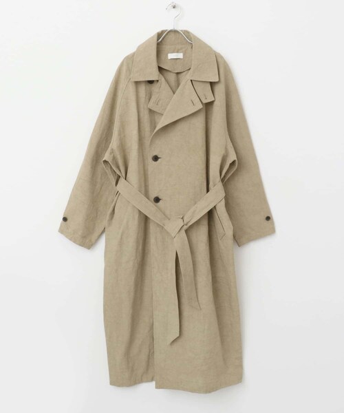 かぐれ（カグレ）の「『ユニセックス』コットンリネンオーバートレンチコート（ステンカラーコート・レディース・L/BEIGE/BEIGE・1/2）」の21枚目の写真