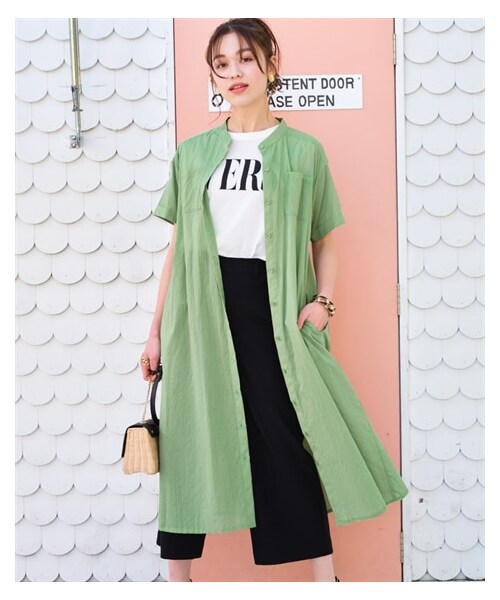 nissen（ニッセン）の「大きいサイズ綿100％ポケットデザインシャツワンピース（ワンピース・レディース・オレンジ/オフホワイト/黒/ピスタチオ・L~LL相当/3L~4L相当/5L~6L相当/8L相当/10L相当）」の22枚目の写真