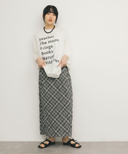 KBF（ケイビーエフ）の「シアーチェックIラインスカート（スカート・レディース・MOSS GRAY/BEIGE/BLUE・one）」の9枚目の写真