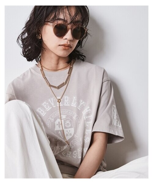 nissen（ニッセン）の「大きいサイズ 綿100％ロゴプリントＴシャツ シックスタイル（Tシャツ/カットソー・レディース・オフホワイト/ベージュ/黒・6L/8L/10L）」の9枚目の写真