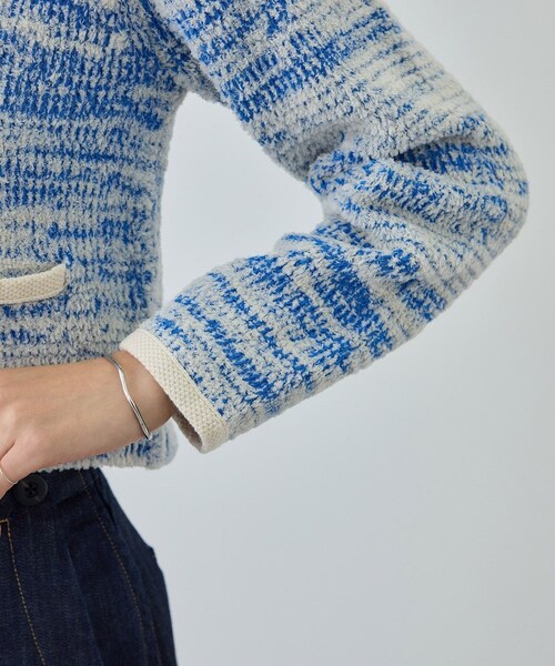 ROPE'（ロペ）の「ツイードニットショート丈カーディガン/イージーケア（カーディガン/ボレロ・レディース・キナリ/ブルー・F）」の20枚目の写真