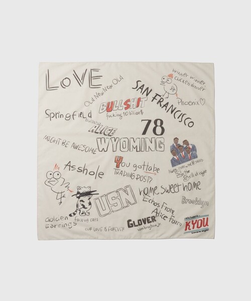 ADAM ET ROPE'（アダムエロペ）の「【KYOU/キョウ】ESSENTIAL.02 Graphic Printed Scarf（ストール/ショール・メンズ・ホワイト系・F）」の2枚目の写真