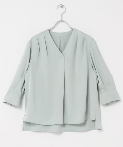 URBAN RESEARCH ROSSO（アーバンリサーチロッソ）の「シルキーツイルVネックブラウス（シャツ/ブラウス・レディース・OFF/MINT/NAVY・Free）」の2枚目の写真
