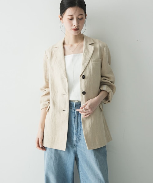 URBAN RESEARCH（アーバンリサーチ）の「オックスリネンテーラードジャケット（テーラードジャケット・レディース・L.BEIGE/L.PINK・Free）」の7枚目の写真