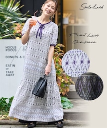 nissen | ＜大きいサイズ＞プリントロングワンピース(ワンピース)