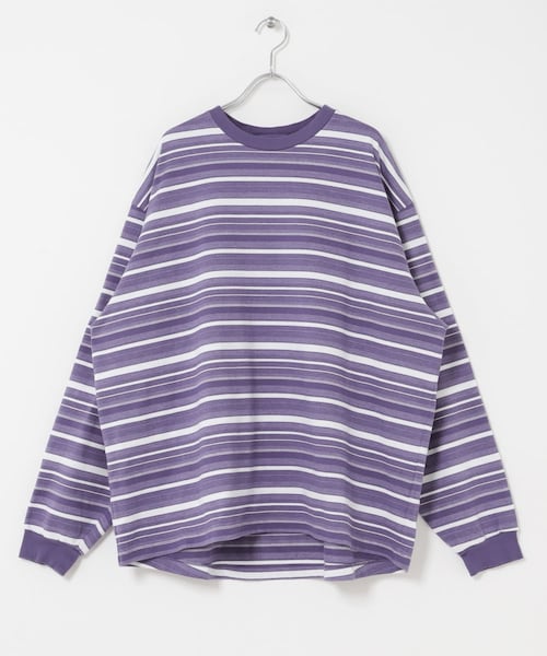 URBAN RESEARCH（アーバンリサーチ）の「POLYPLOID　OVERSIZE LONGSLEEVE B（Tシャツ/カットソー・メンズ・WHT/D PPL/WHT/NAV・3/4）」の2枚目の写真