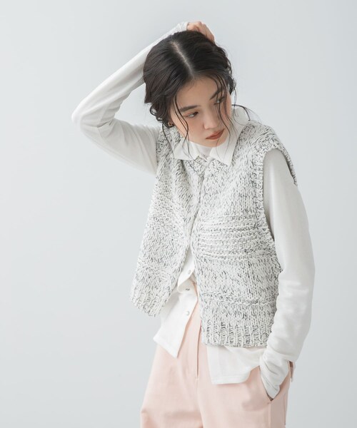 SENSE OF PLACE by URBAN RESEARCH（センスオブプレイスバイアーバンリサーチ）の「『洗濯可』ミックスカラーローゲージベスト（ベスト・レディース・BLACK/NAVY/IVORY・One）」の7枚目の写真