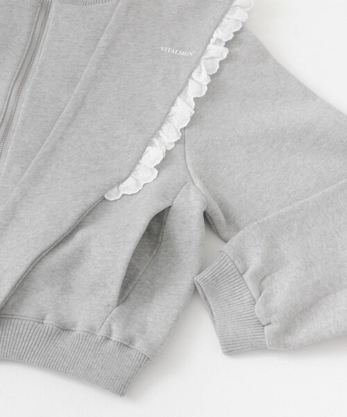 SENSE OF PLACE by URBAN RESEARCH(センスオブプレイスバイアーバンリサーチ)の「VITALSIGN LaceCapeLogoZip-Up(スウェット・レディース・Grey/Black・one)」の8枚目の写真