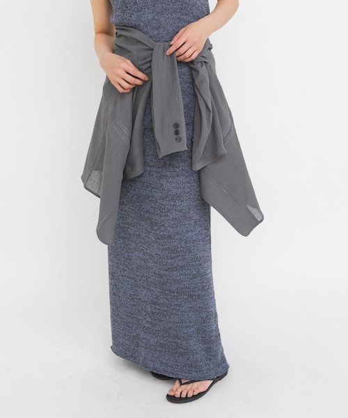 KBF（ケイビーエフ）の「メランジRIBニットスカート（スカート・レディース・BLUE/RED BROWN・One）」の2枚目の写真