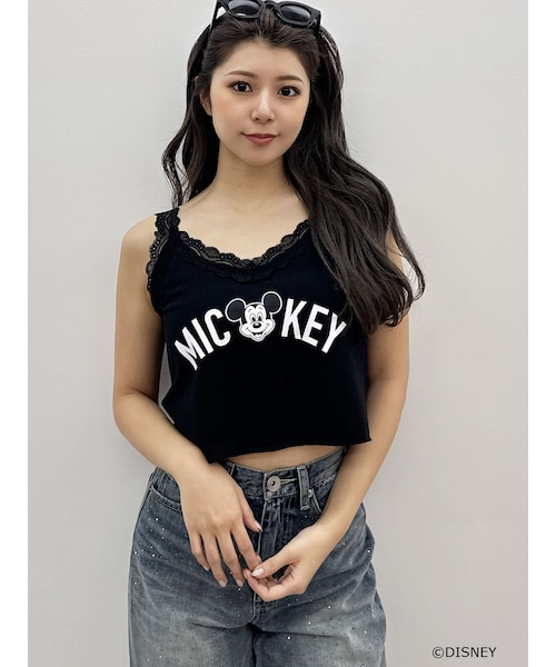 GYDA（ジェイダ）の「Mickey Mouse / レースデザインタンクトップ（タンクトップ・レディース・オフホワイト/グレー/ブラック・F）」の4枚目の写真