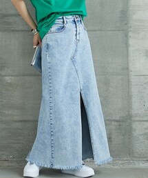 GEVS. | 大きいサイズフロントスリットデニムマキシスカートGEVS.(スカート)