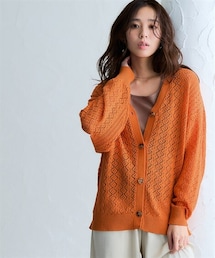 nissen | 綿１００％透かし編みオーバーサイズゆるカーディガン〈大きいサイズ有〉(カーディガン/ボレロ)