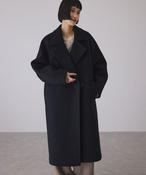 ADAM ET ROPE'(アダムエロペ)の「【定番】ウールボンディングラグランロングコート(ステンカラーコート・レディース・ブラック/ダークブラウン/ブラウン/キャメル/ベージュ・36/38)」の2枚目の写真