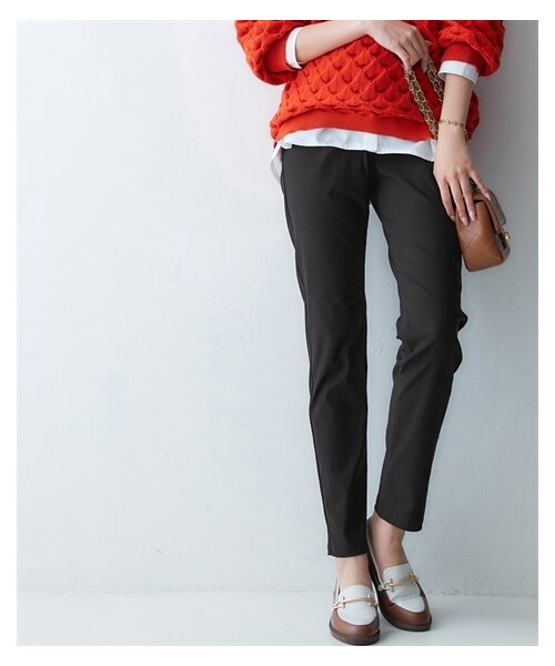 nissen（ニッセン）の「ストレッチスキニーパンツ【吸汗速乾・抗菌防臭・静電防止・UVカット】（パンツ・レディース・キャメルベージュ/ネイビー/黒/グレンチェック・S/M/L/LL）」の9枚目の写真