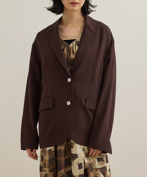 ROPE'（ロペ）の「レーヨンリネン ライトジャケット【セットアップパンツ・ワンピース対応】（テーラードジャケット・レディース・ブラウン/ネイビー・36/38）」の16枚目の写真