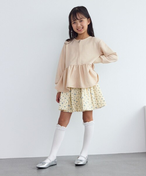 ROPE' PICNIC(ロペピクニック)の「【KIDS/キッズ】ラメ裏毛ペプラムジップカーディガン(カーディガン/ボレロ・キッズ・ブラック/ベージュ/ピンク・L/M/S)」の18枚目の写真