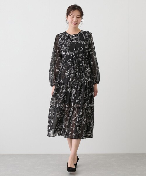 Jayro（ジャイロ）の「フラワーシフォンワンピース（ワンピース・レディース・ブラック/ホワイト系・F）」の4枚目の写真