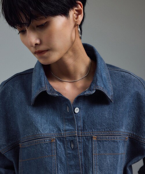 ADAM ET ROPE'（アダムエロペ）の「USAコットンデニムオーバーシャツ［セットアップ対応］（シャツ/ブラウス・レディース・ブルー系/サックス・F）」の10枚目の写真
